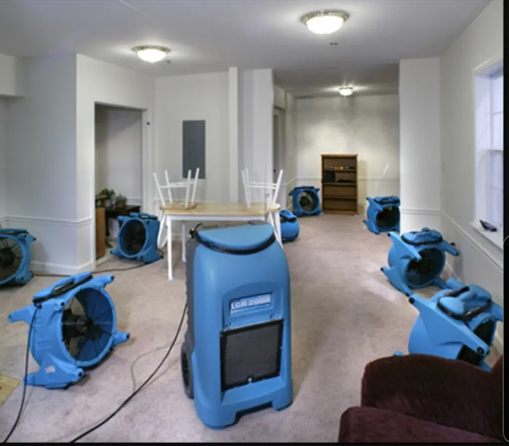 Air movers and dehumidifier setup for Water Extraction & Removal in North Sewickley